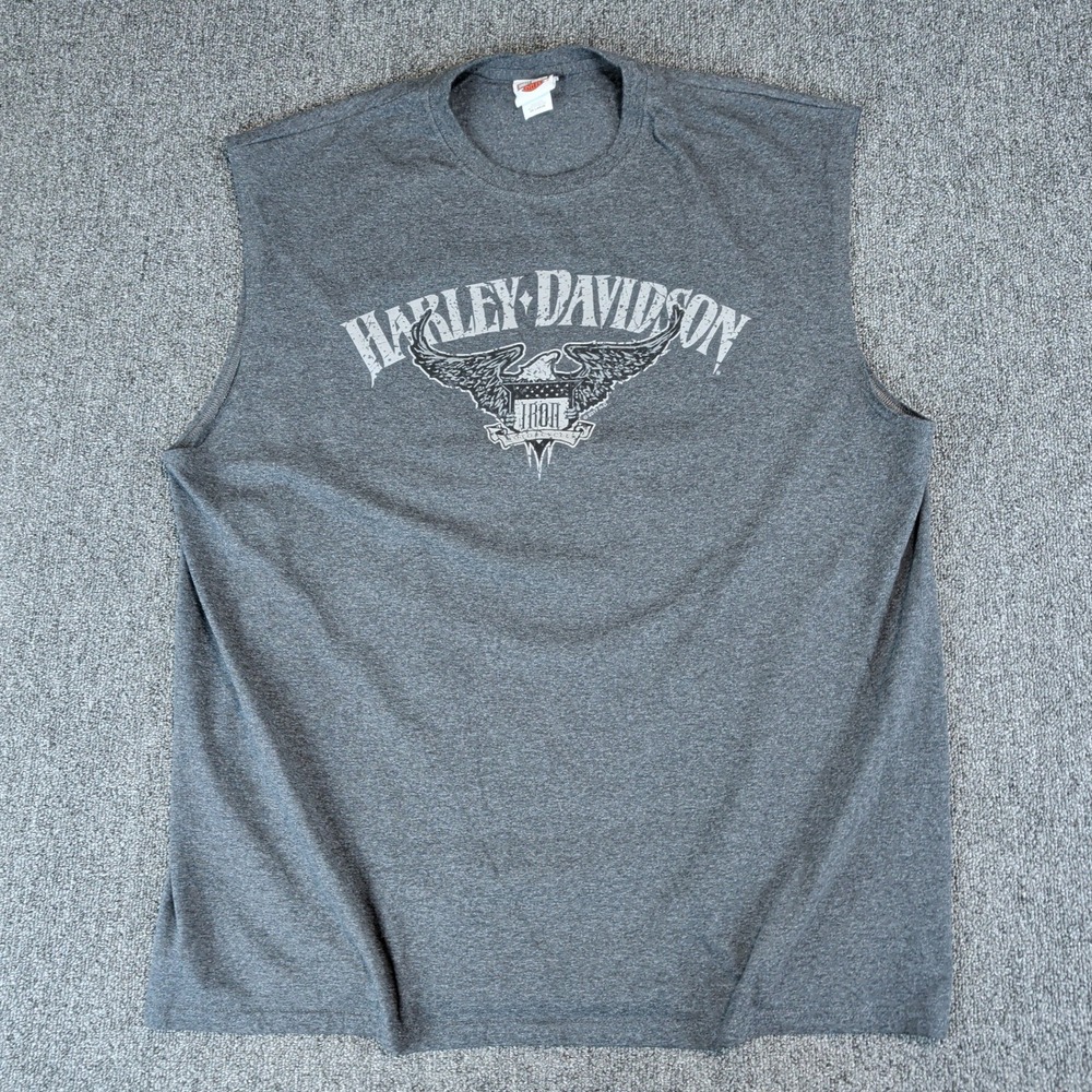 Harley Davidson T-Town Tuscaloosa AL Sleeveless Shirt Mens 2XL Gray Cotton Blend — photo 2